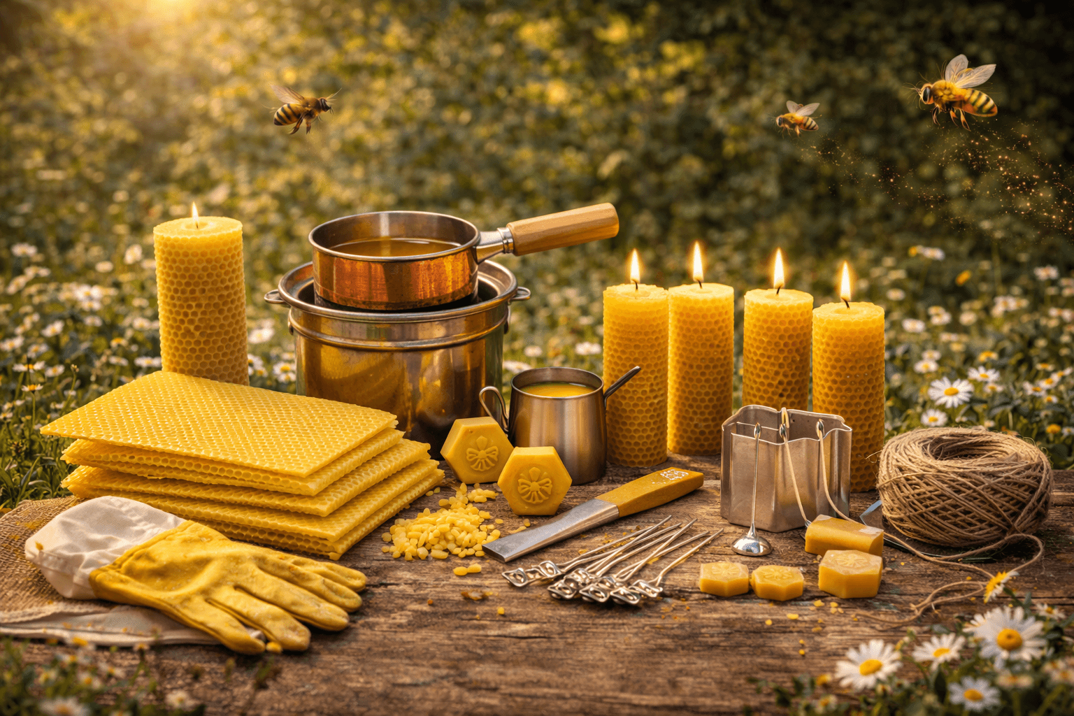 Ljustillverkning med bivax – Utrustning och material för att gjuta egna ljus hemma.