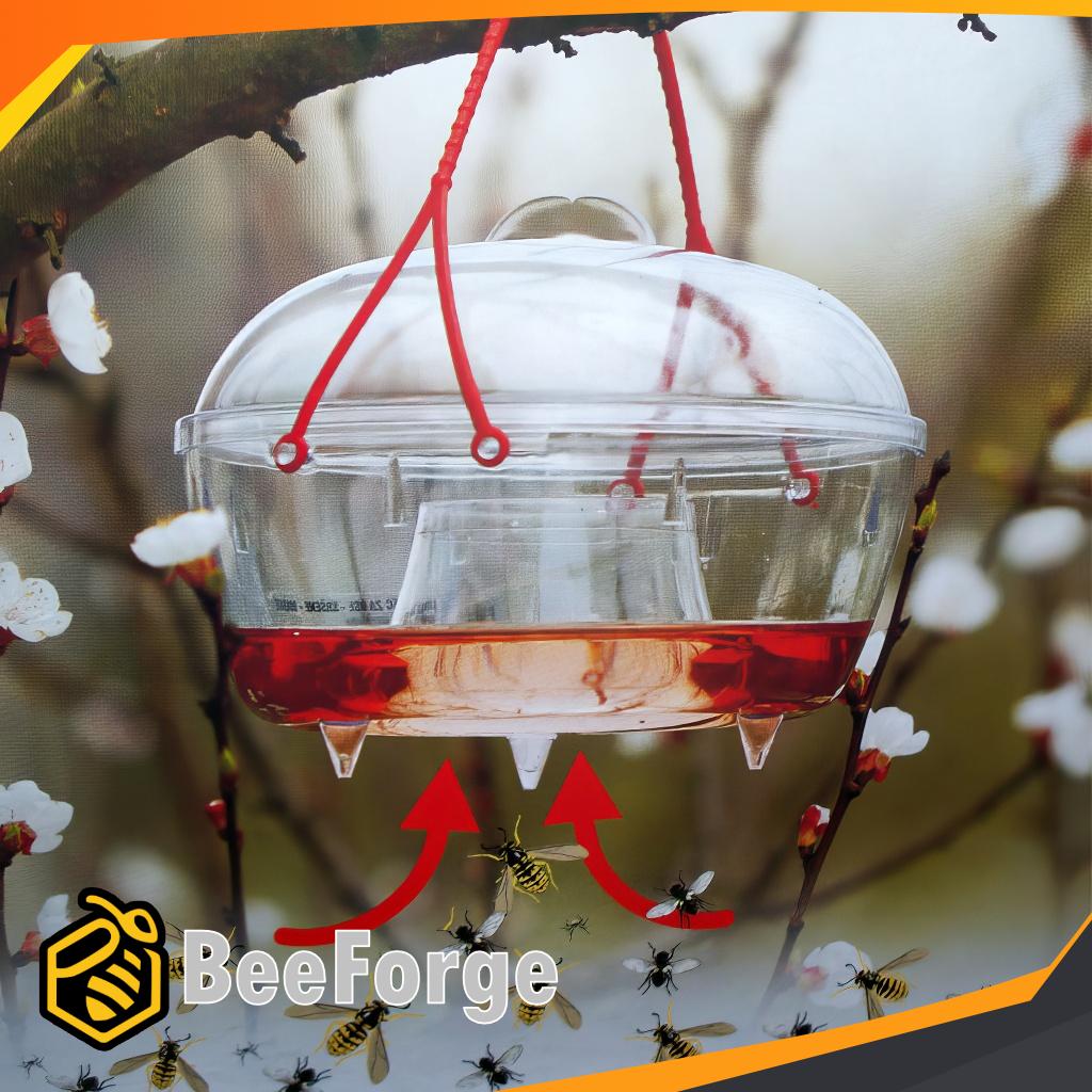 Getingfälla från BeeForge, effektiv fälla mot getingar, gul design med lock_3